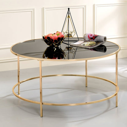 Rockbel Contemporary Glass Top Round Coffee Table