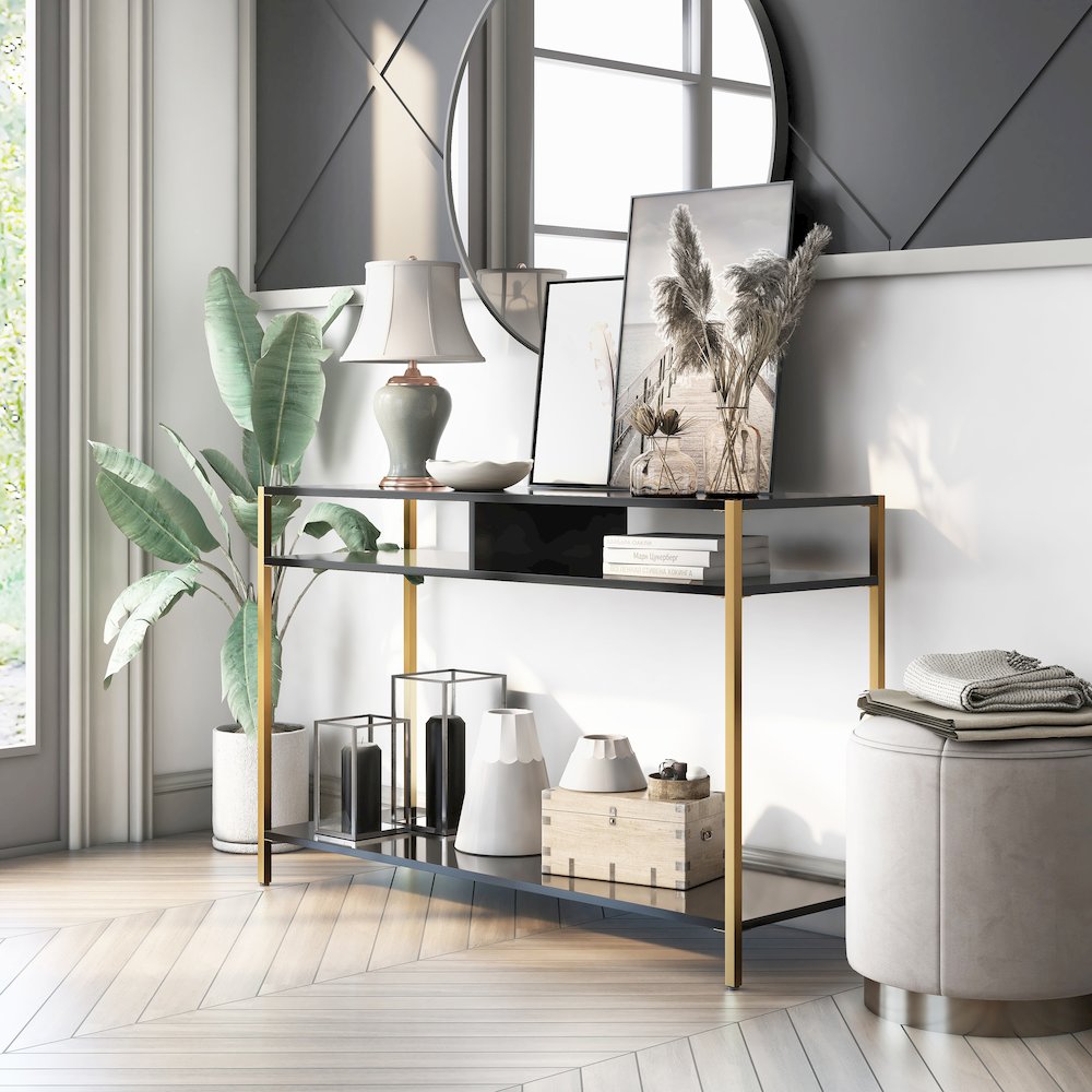 Mirah Contemporary Metal 3-Shelf Console Table