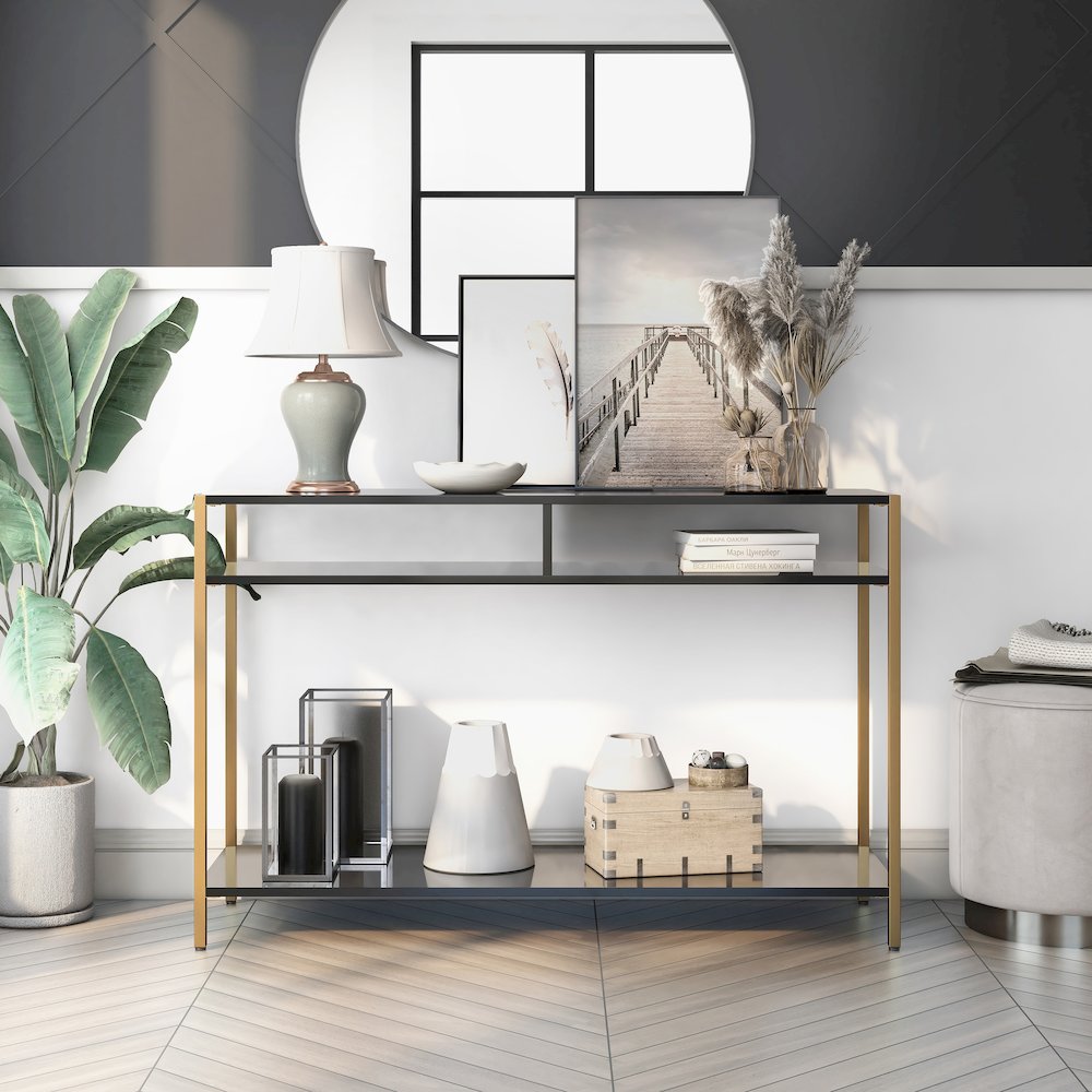 Mirah Contemporary Metal 3-Shelf Console Table