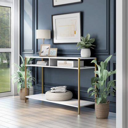 Mirah Contemporary Metal 3-Shelf Console Table