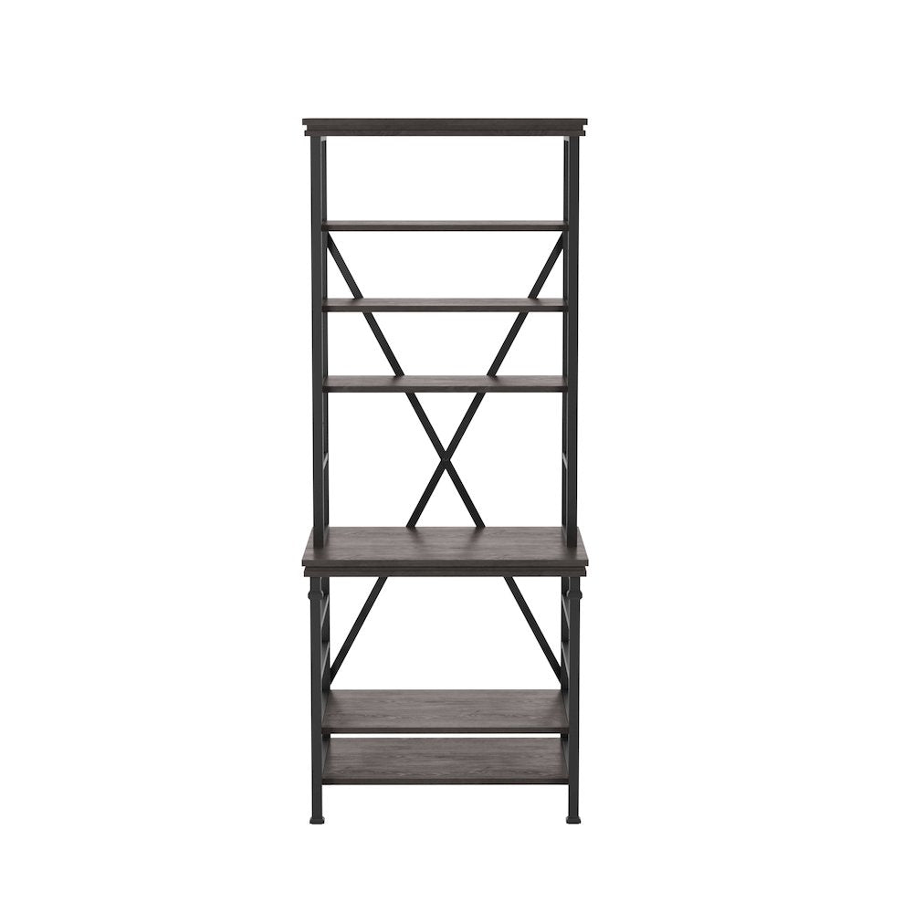 Garna Industrial Metal 6-Shelf Bookcase