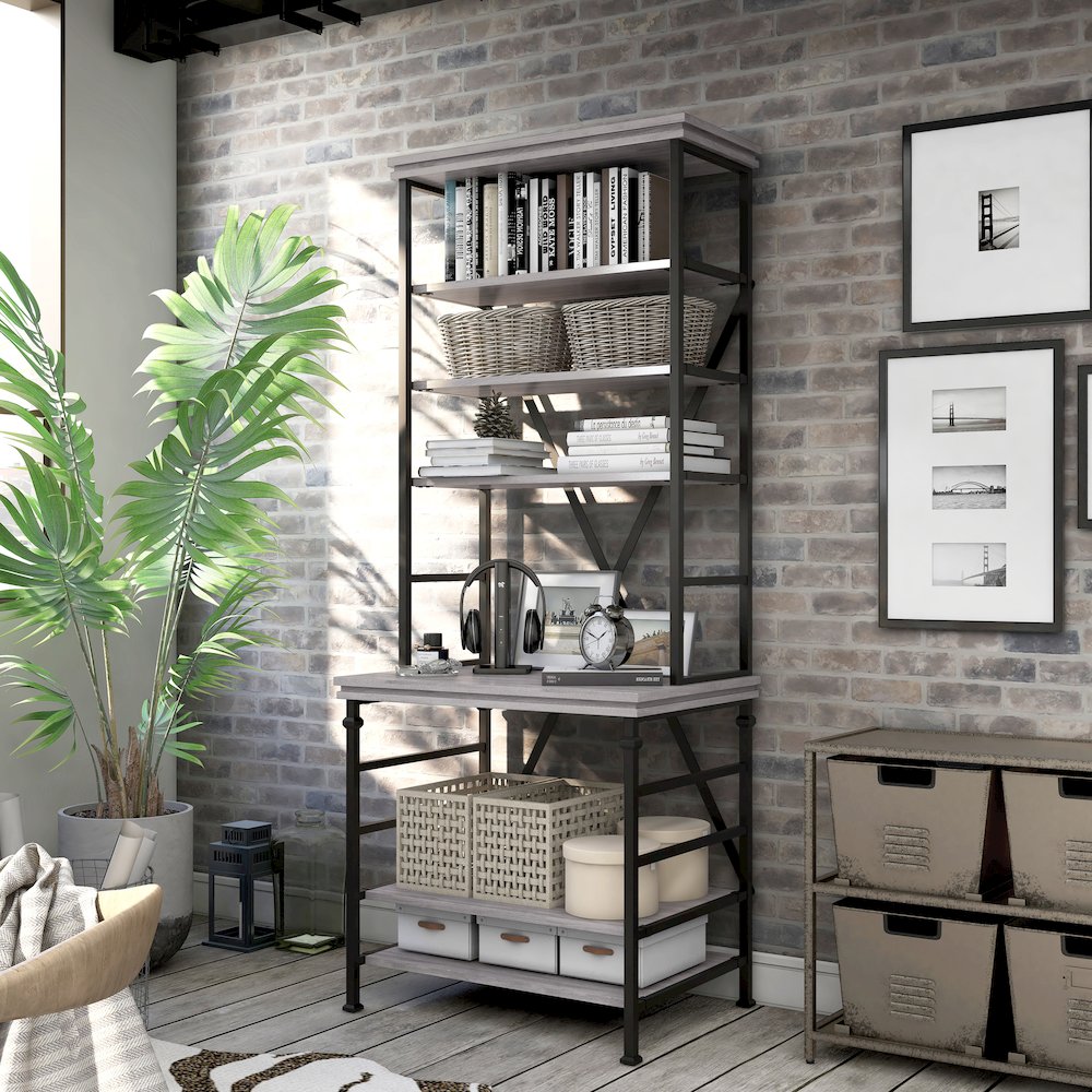 Garna Industrial Metal 6-Shelf Bookcase