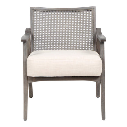 Averill Wood Cushioned Accent Chair in Gray Wash