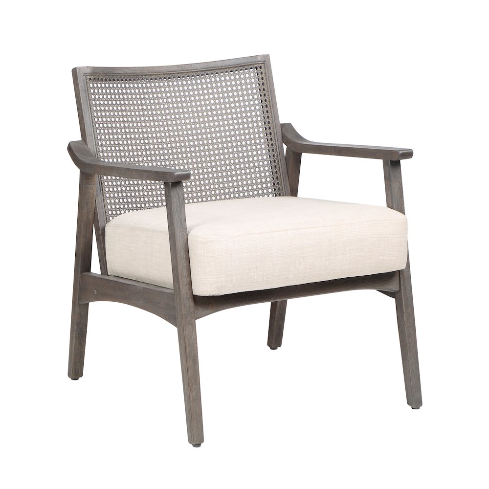 Averill Wood Cushioned Accent Chair in Gray Wash
