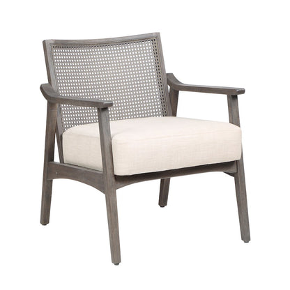 Averill Wood Cushioned Accent Chair in Gray Wash