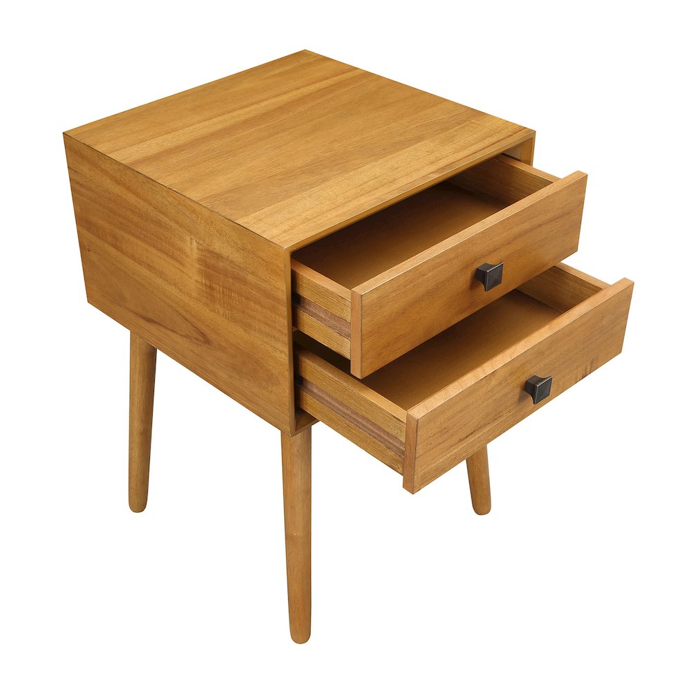 Alto Mid-Century Wood 2-Drawer Side Table