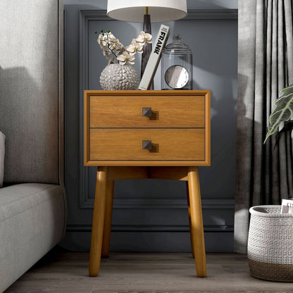 Alto Mid-Century Wood 2-Drawer Side Table