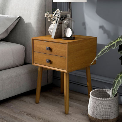Alto Mid-Century Wood 2-Drawer Side Table