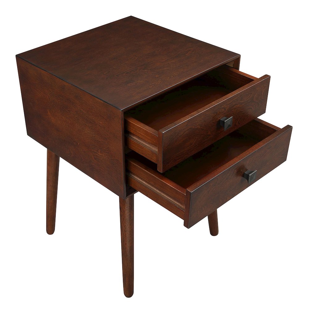 Alto Mid-Century Wood 2-Drawer Side Table