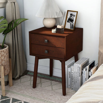 Alto Mid-Century Wood 2-Drawer Side Table