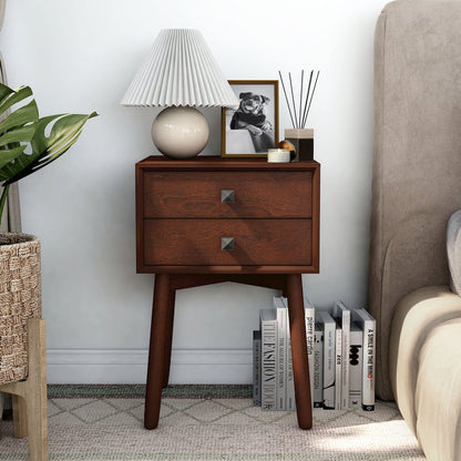 Alto Mid-Century Wood 2-Drawer Side Table