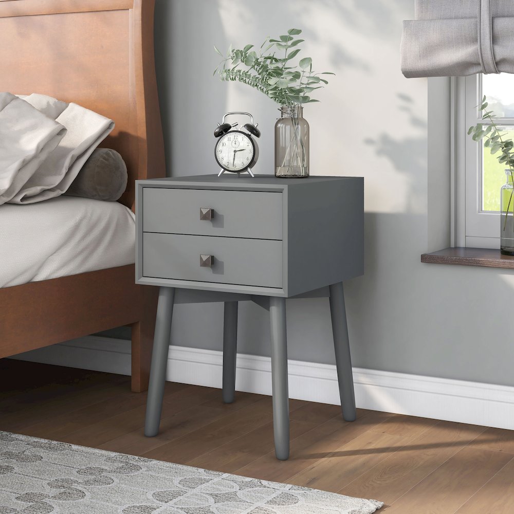 Alto Mid-Century Wood 2-Drawer Side Table