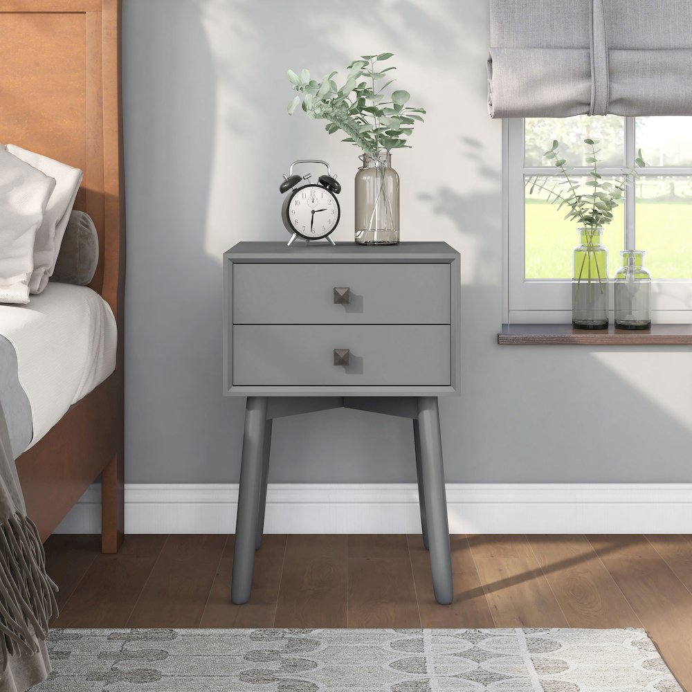 Alto Mid-Century Wood 2-Drawer Side Table