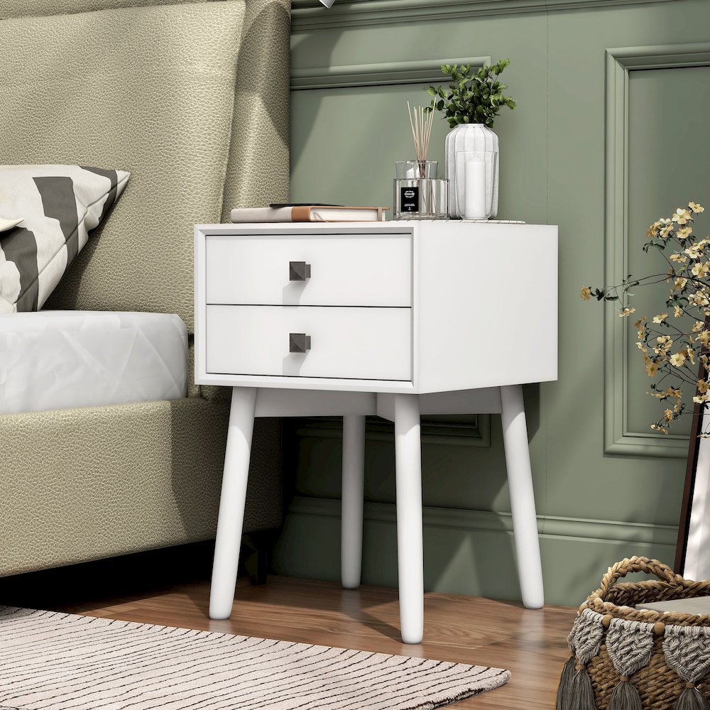 Alto Mid-Century Wood 2-Drawer Side Table