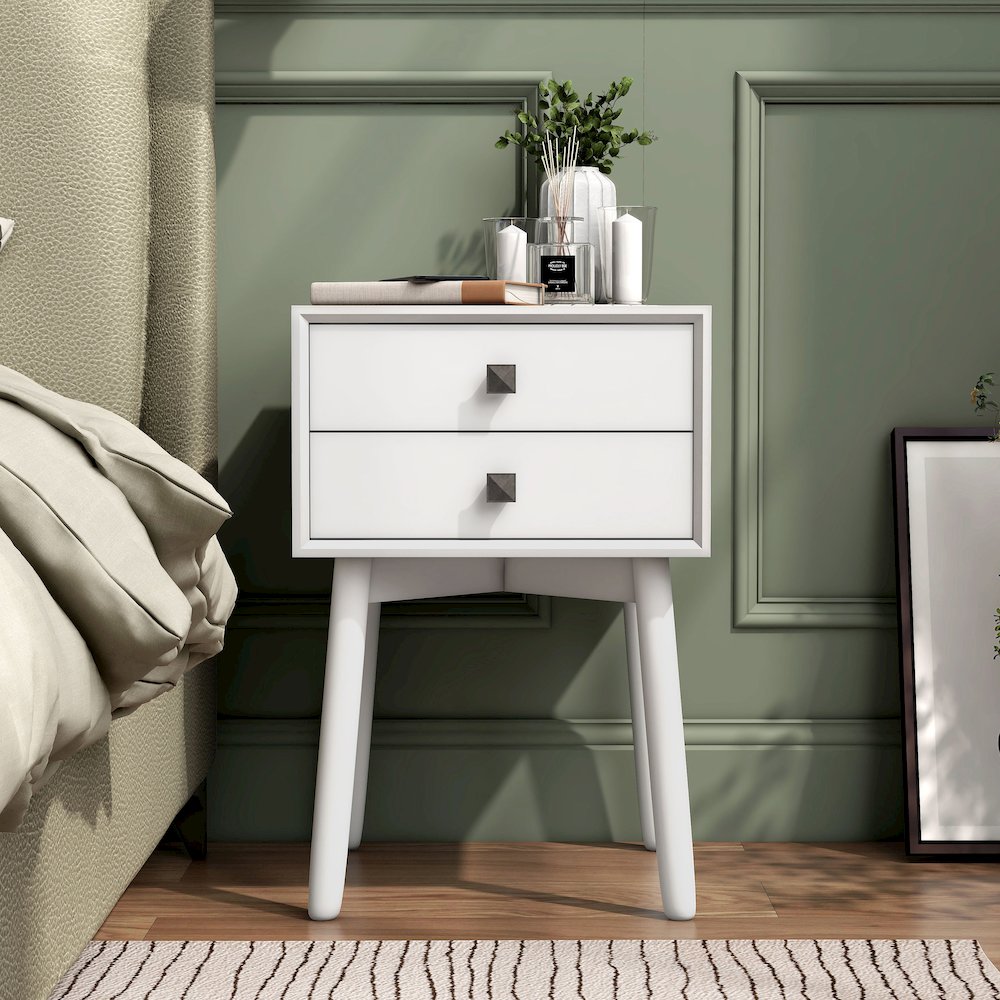 Alto Mid-Century Wood 2-Drawer Side Table