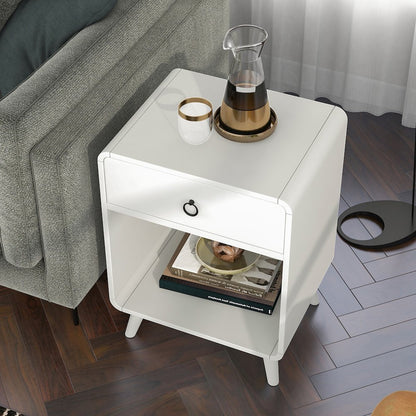 Ocala Mid-Century Wood 1-Drawer Side Table