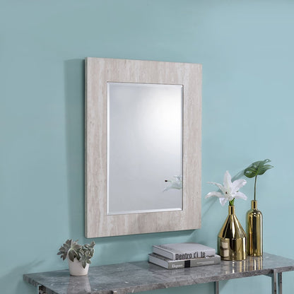 Thayer Wood Rectangular Beveled Wall Mirror in White