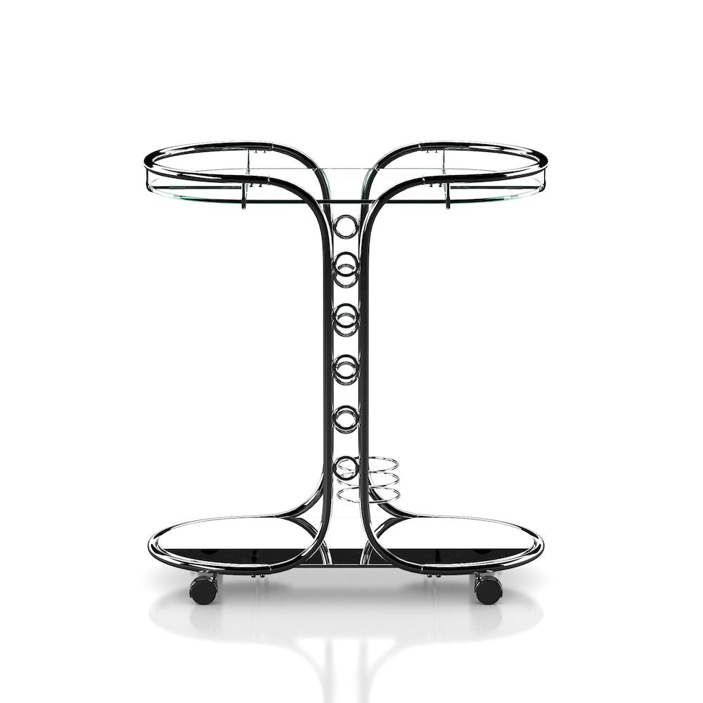 Scanlin Contemporary Metal 2-Tier Serving Cart in Chrome