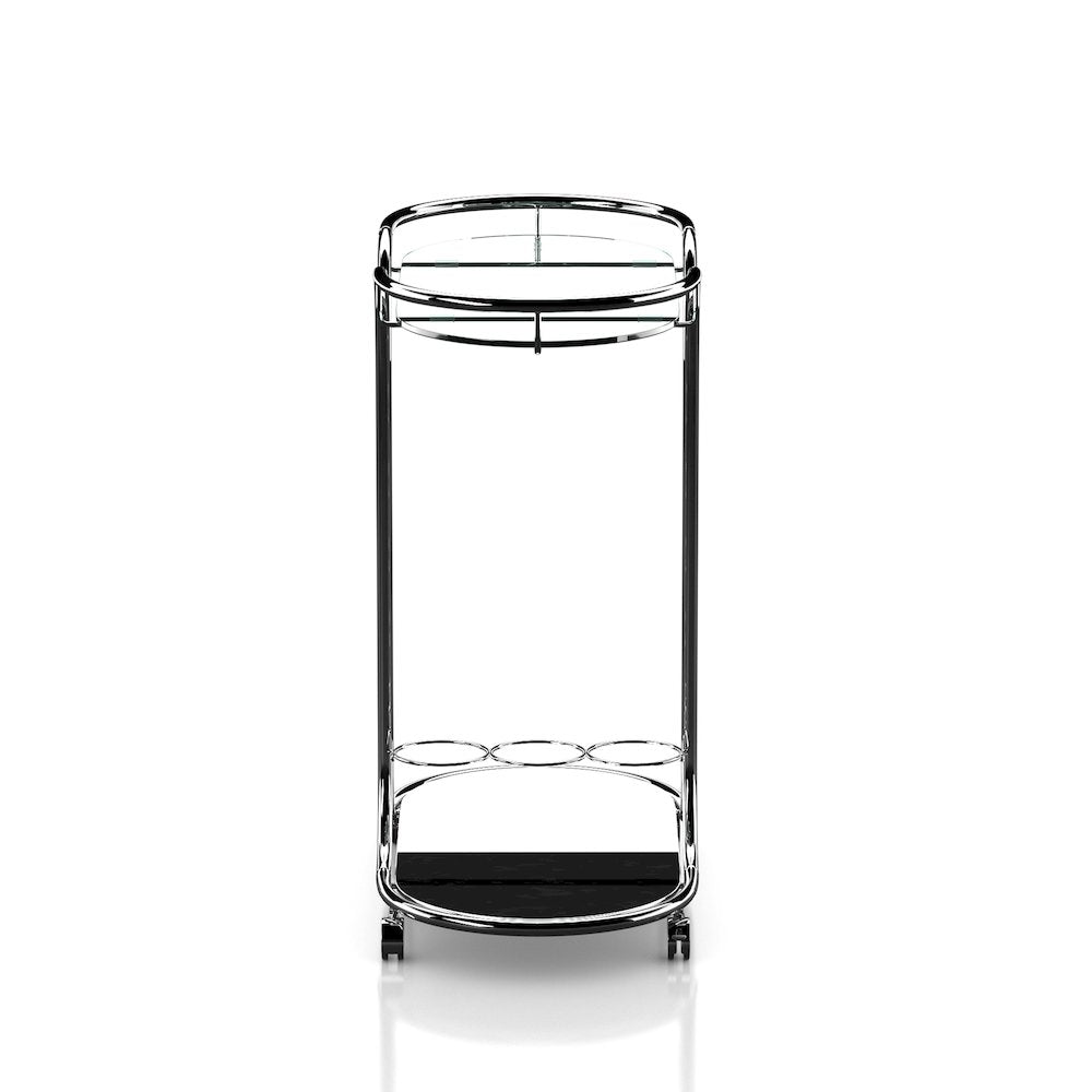 Scanlin Contemporary Metal 2-Tier Serving Cart in Chrome