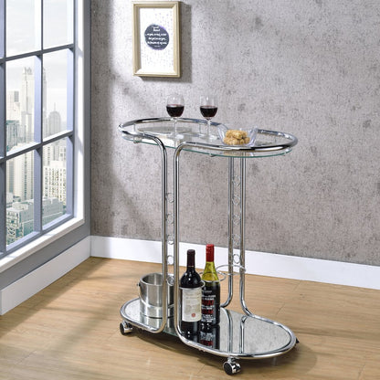 Scanlin Contemporary Metal 2-Tier Serving Cart in Chrome