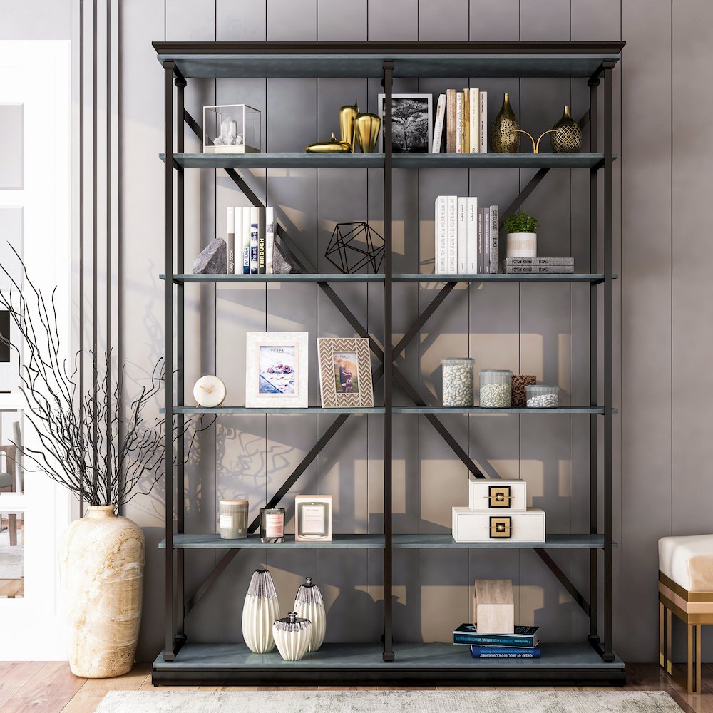 Toggin Industrial Metal 58-Inch Bookcase