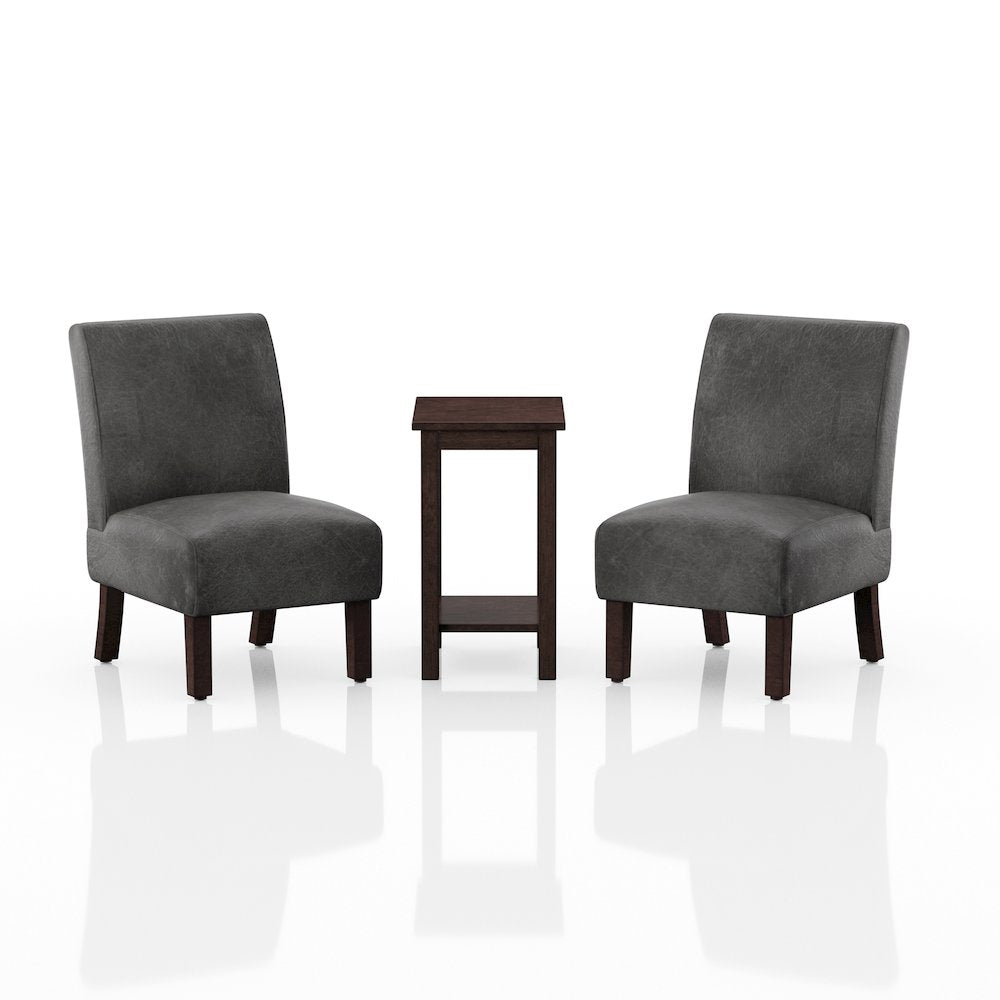 Drydan 3-Piece Wood Accent Table and Chair Set in Gray