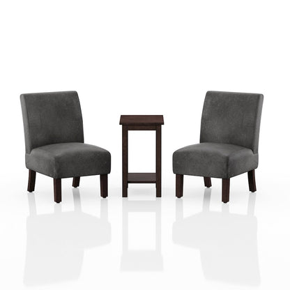 Drydan 3-Piece Wood Accent Table and Chair Set in Gray