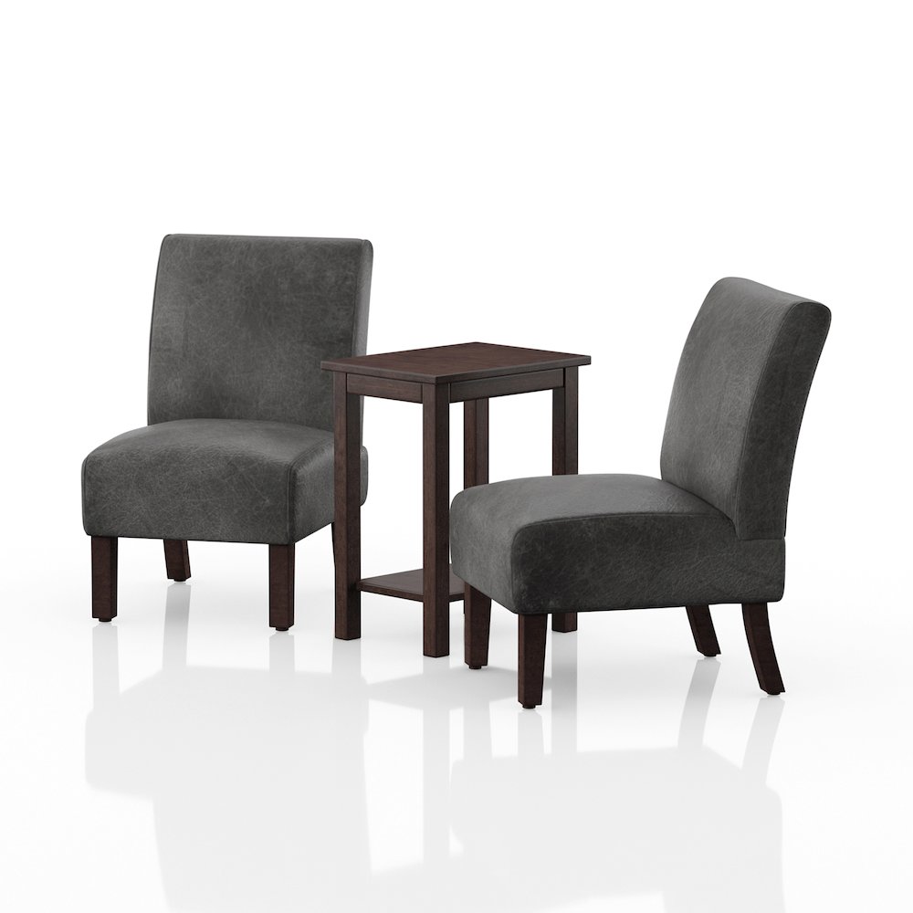 Drydan 3-Piece Wood Accent Table and Chair Set in Gray