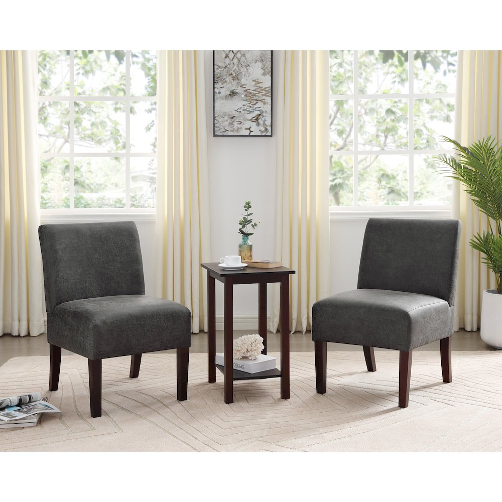 Drydan 3-Piece Wood Accent Table and Chair Set in Gray