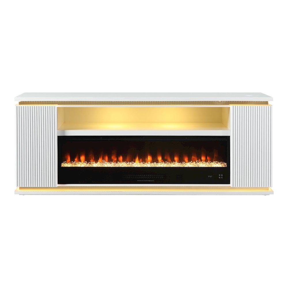 Denny White Wood 71-inch TV Stand With Electric Fireplace