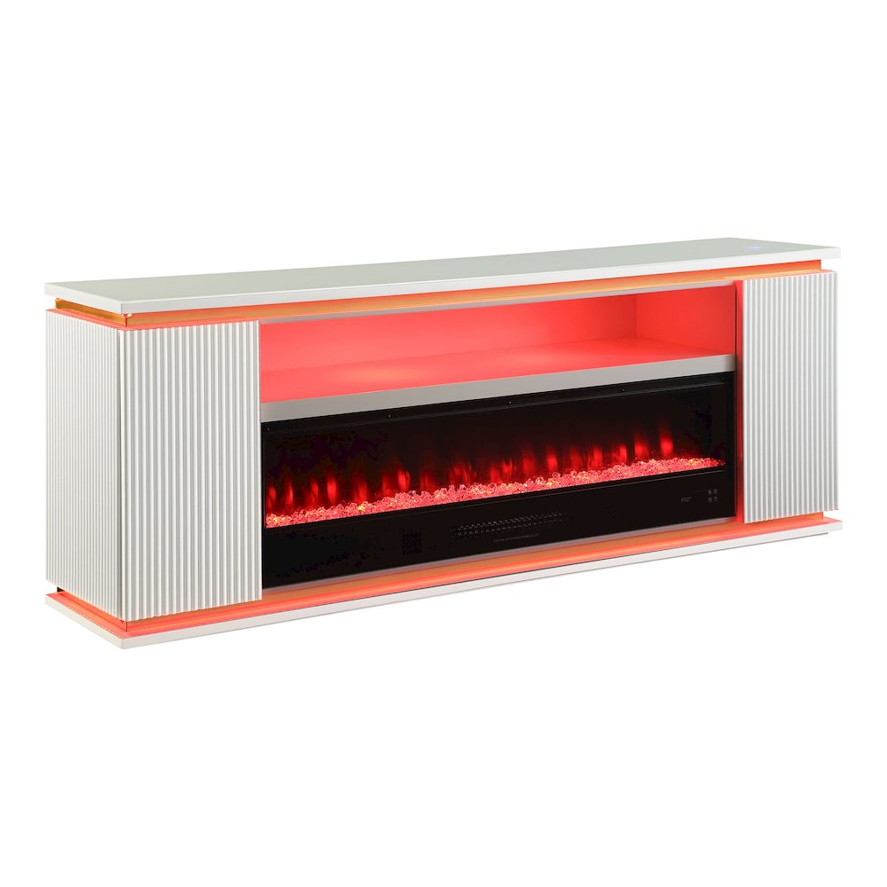 Denny White Wood 71-inch TV Stand With Electric Fireplace
