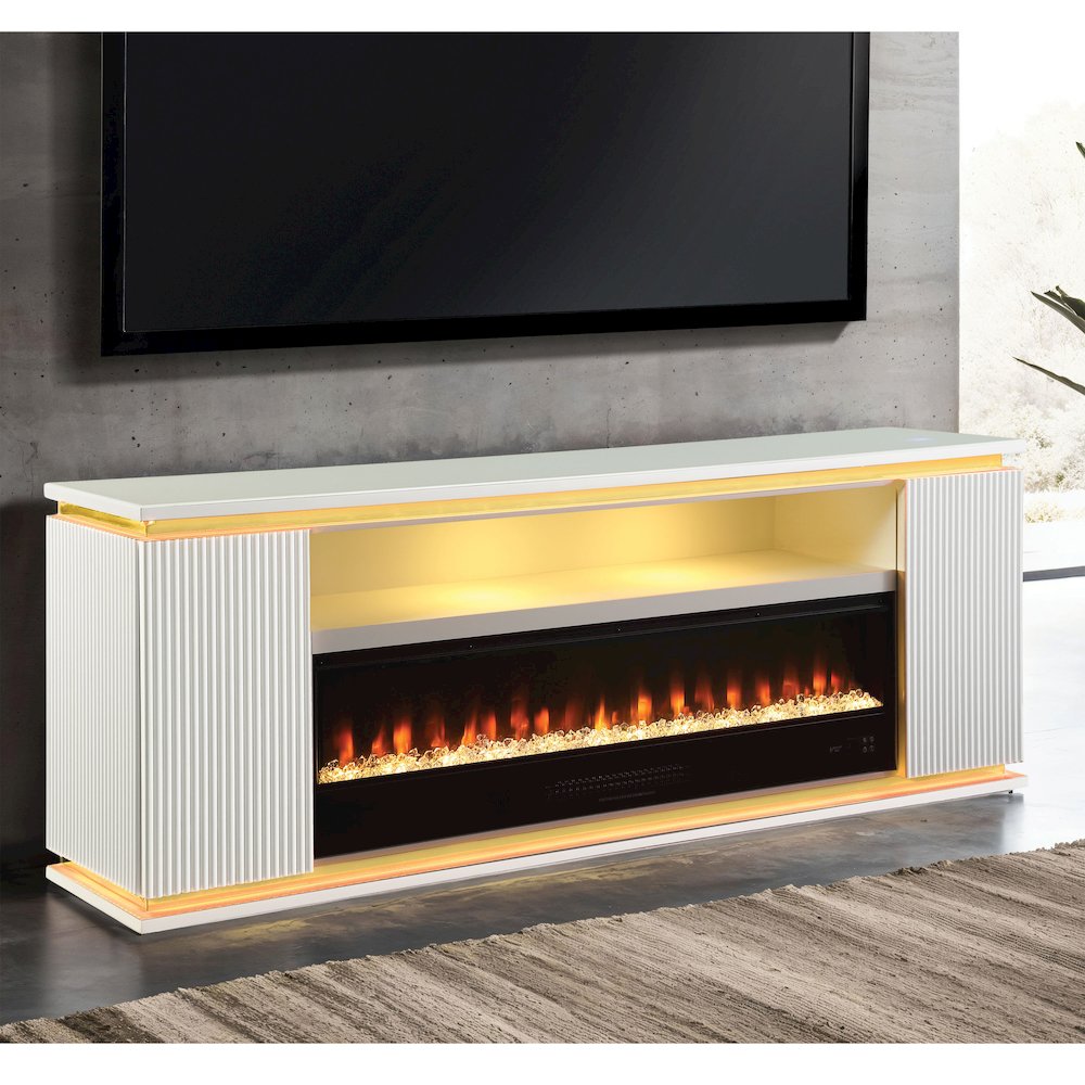 Denny White Wood 71-inch TV Stand With Electric Fireplace