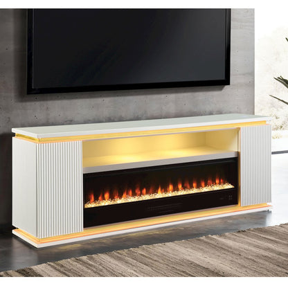 Denny White Wood 71-inch TV Stand With Electric Fireplace
