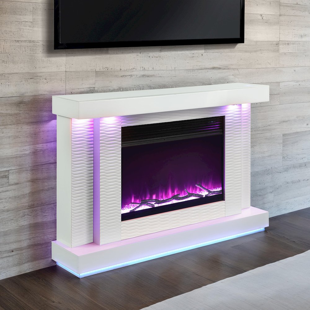 Cicely Modern White 55-inch Fireplace TV Stand
