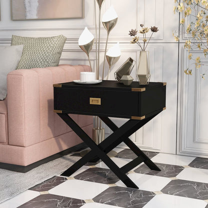 Nenol Contemporary Wood X-Shape Legs End Table