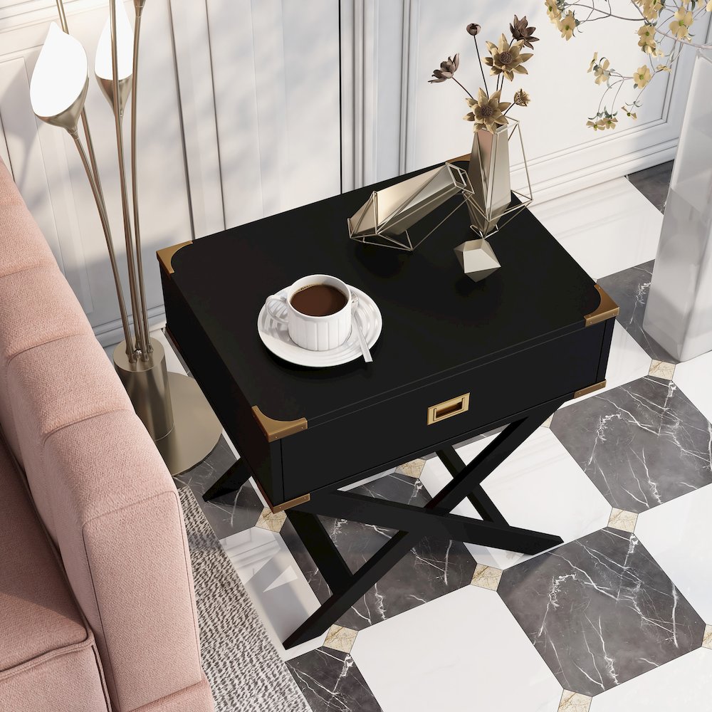 Nenol Contemporary Wood X-Shape Legs End Table