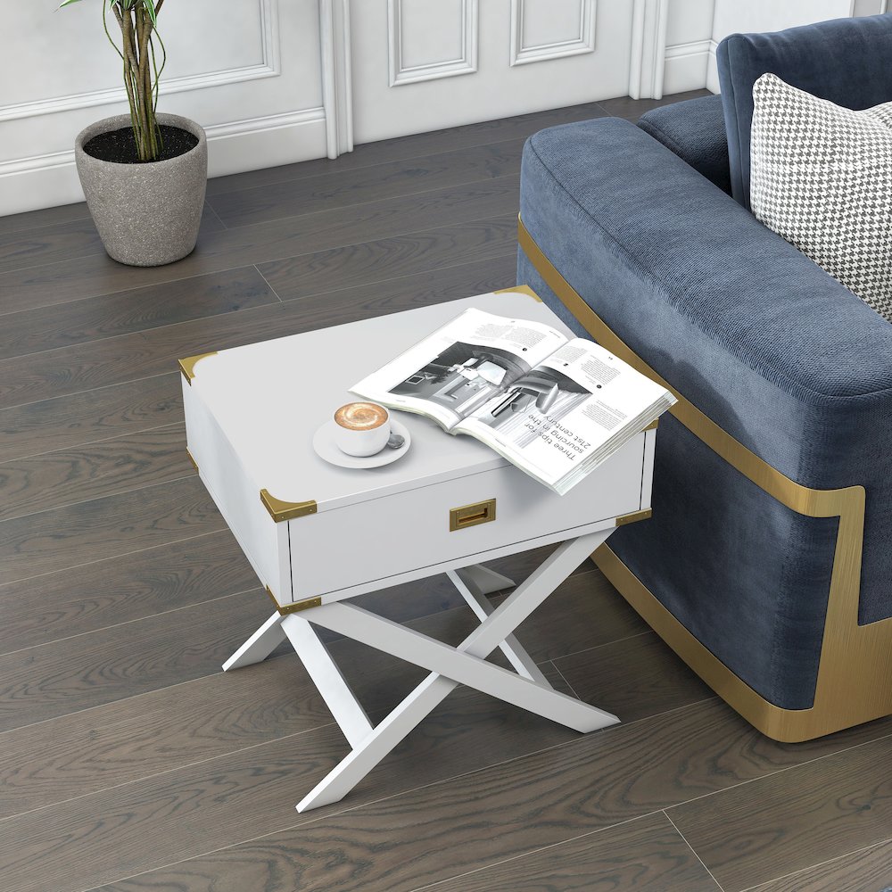 Nenol Contemporary Wood X-Shape Legs End Table