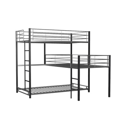 Crossman Metal Twin Triple Bunk Bed in Sand Black