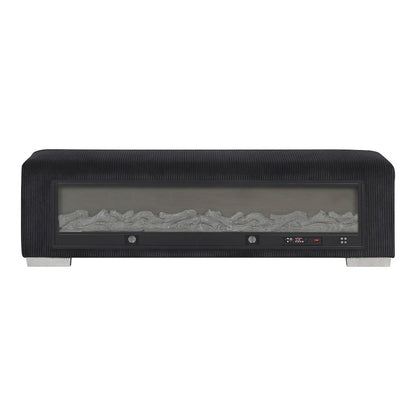 Alson Fabric Bench with Fire Log Visual Fireplace