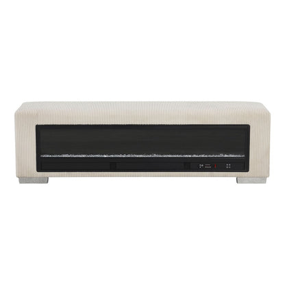 Alson Fabric Bench with Crystal Visual Fireplace