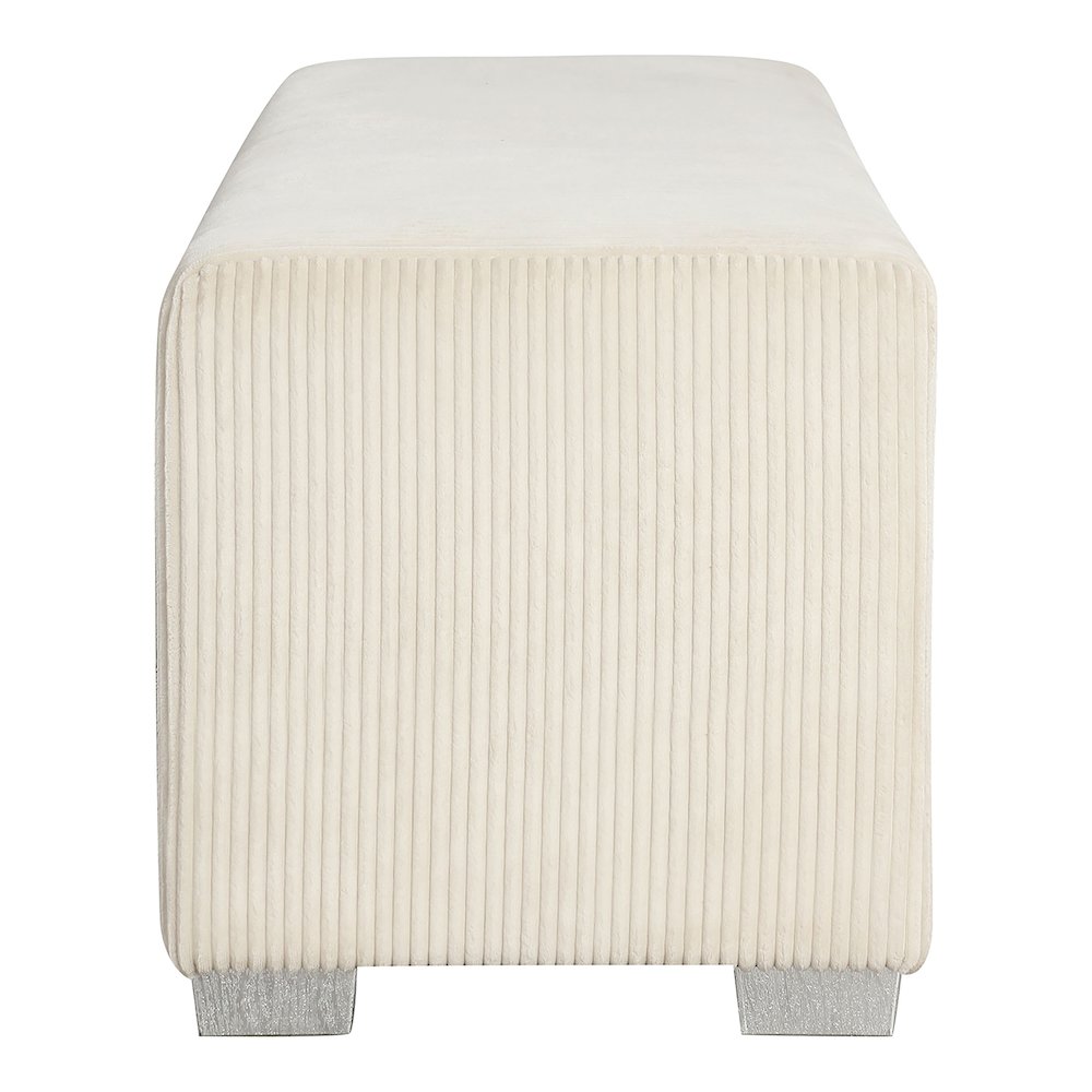 Alson Fabric Bench with Crystal Visual Fireplace