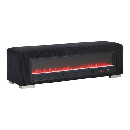 Alson Fabric Bench with Crystal Visual Fireplace