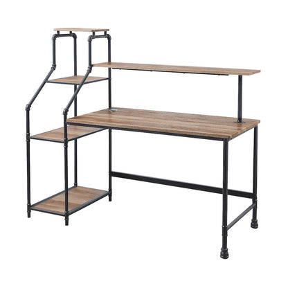 Landon Black Metal Desk with Reversible Bookcase