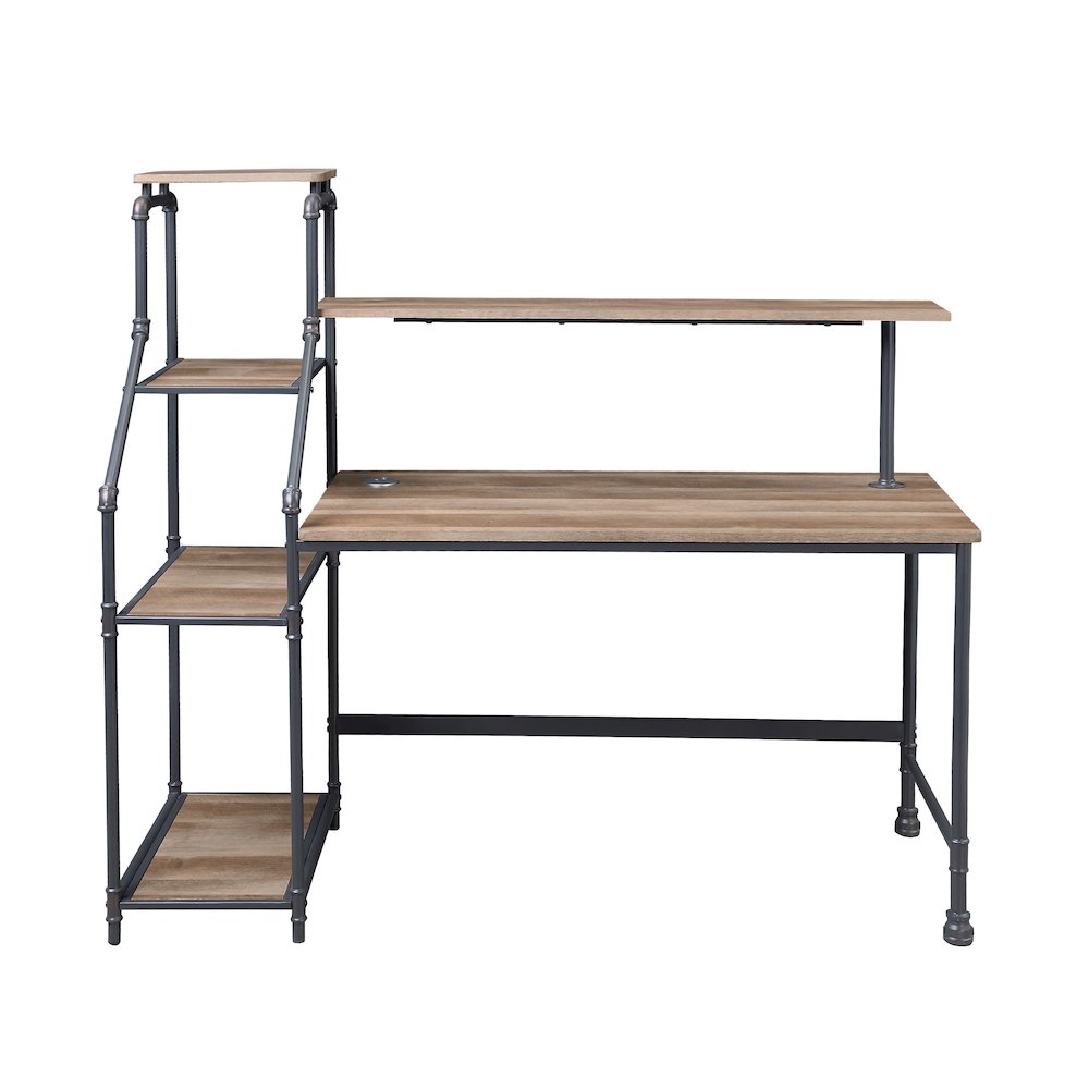 Landon Black Metal Desk with Reversible Bookcase