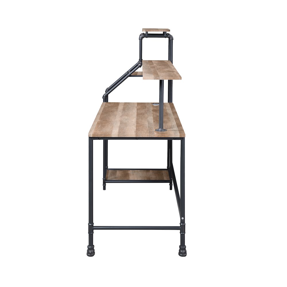 Landon Black Metal Desk with Reversible Bookcase
