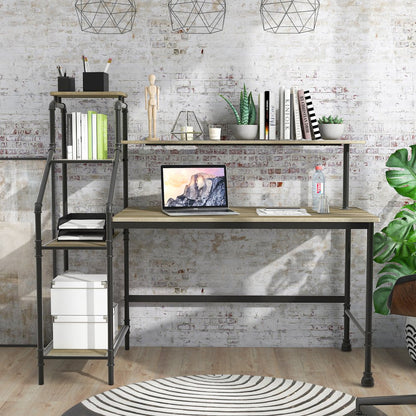 Landon Black Metal Desk with Reversible Bookcase