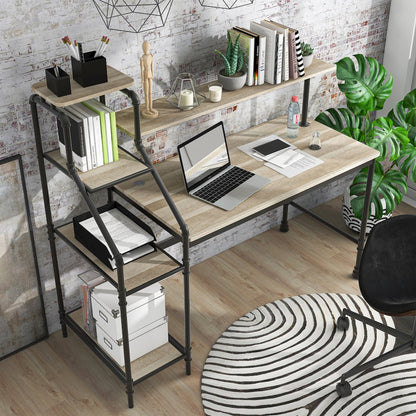 Landon Black Metal Desk with Reversible Bookcase