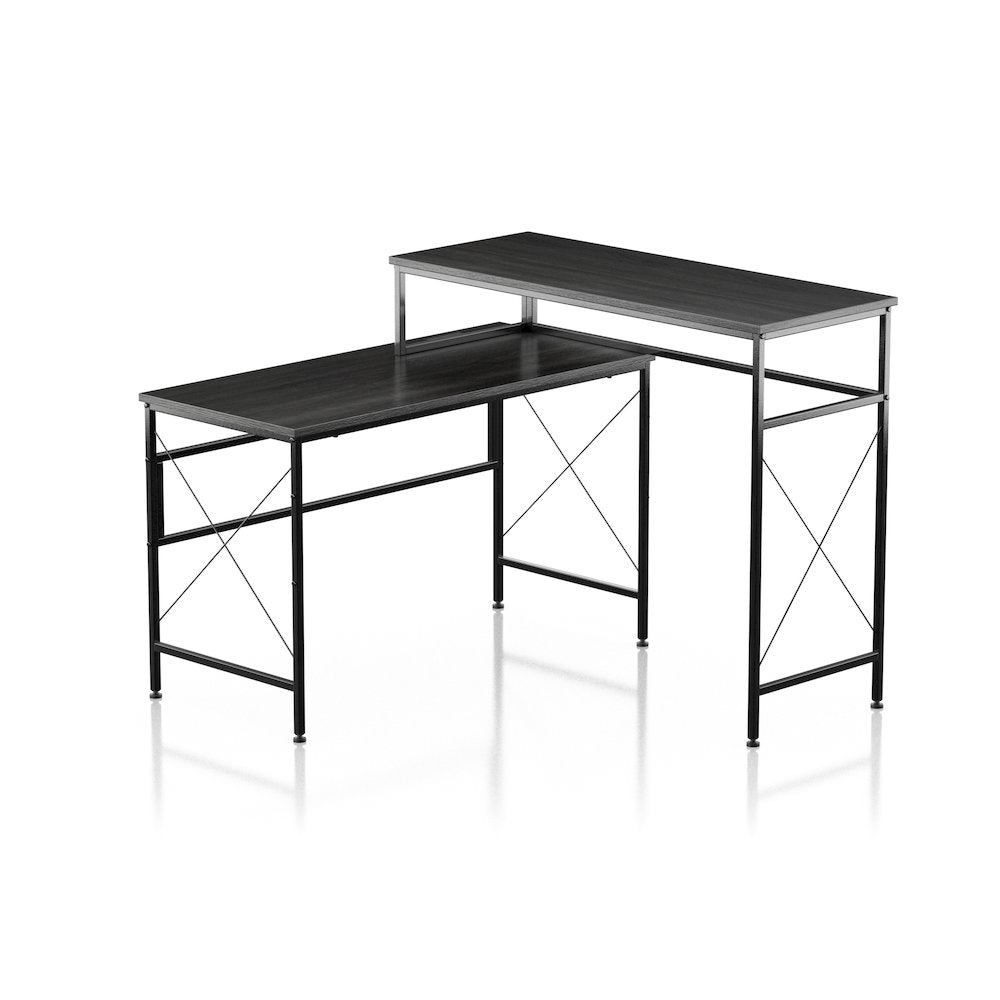 Washall Industrial Wood Computer Desk with USB in Gray