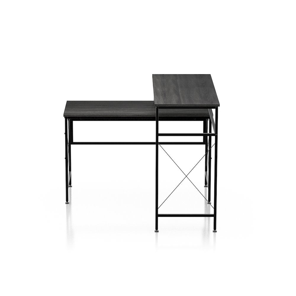 Washall Industrial Wood Computer Desk with USB in Gray