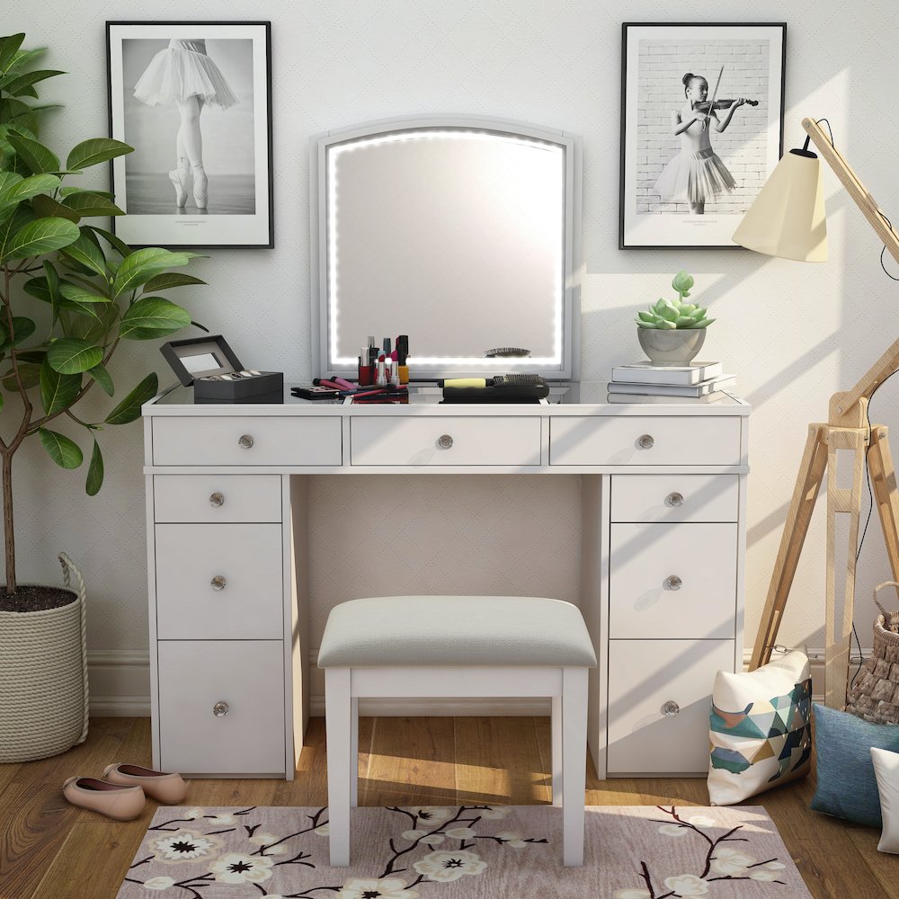 Galveston Solid Wood 3-Piece Vanity Set in White